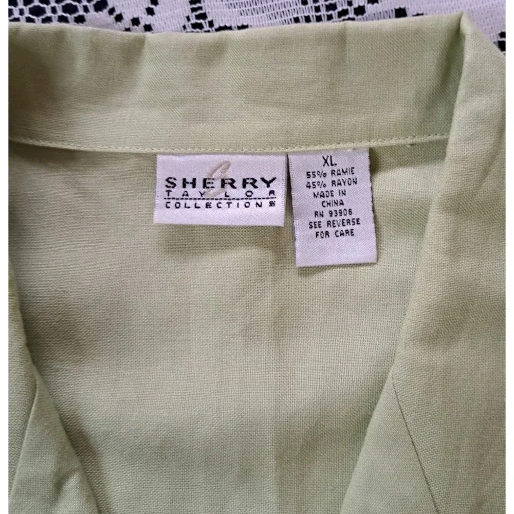 Sherry Taylor Collections Pants Suit XL Lime Green Short Sleeve‎ Elastic Waist